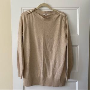 Loft Tunic Length Sweater with Button shoulders